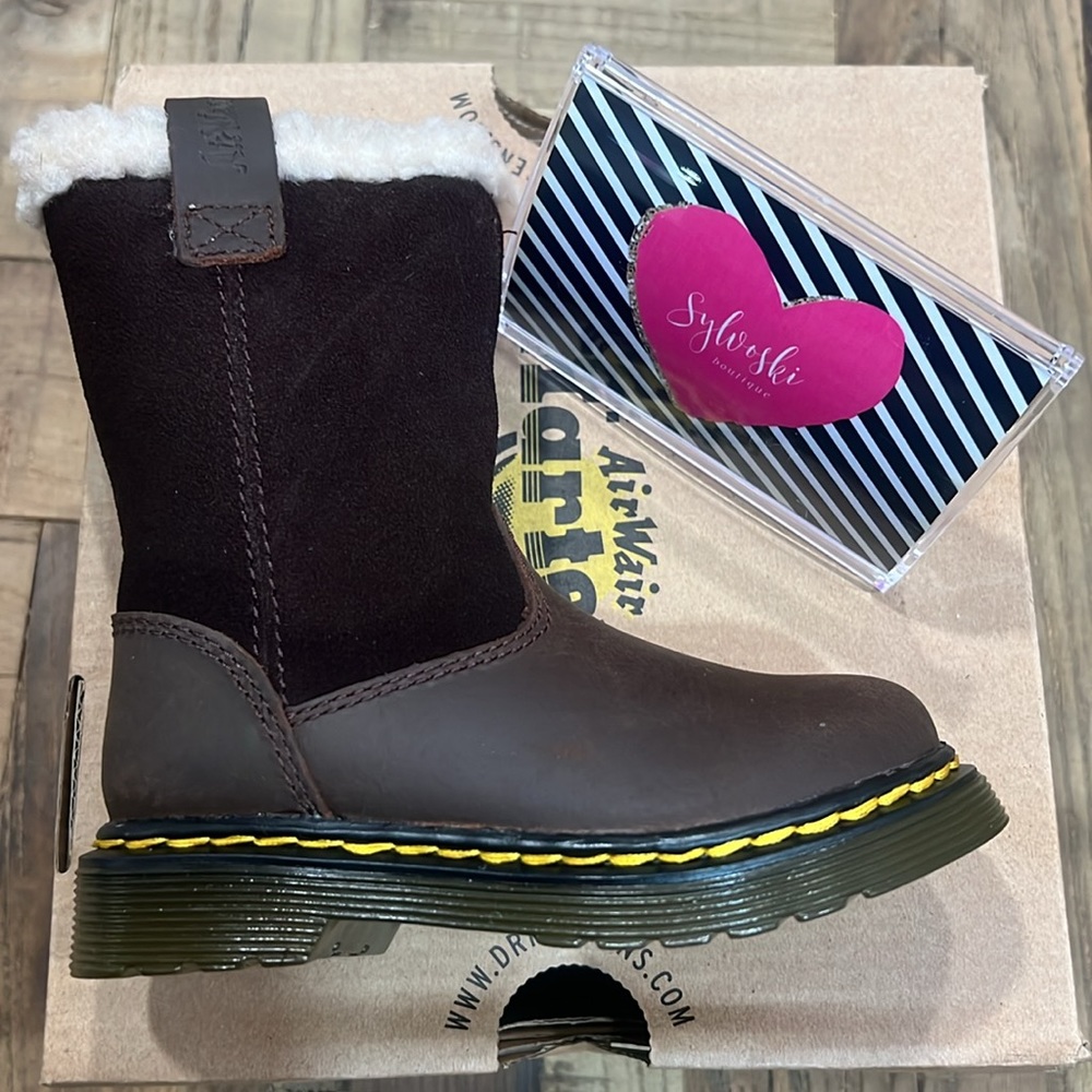 🆕 DR MARTENS TODDLER JUNEY SUEDE FAUX FUR LINED BOOTS NWT - Picture 12 of 15